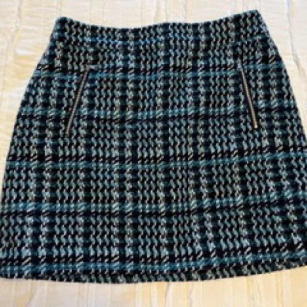 LOFT Blue Plaid Skirt - Size 8